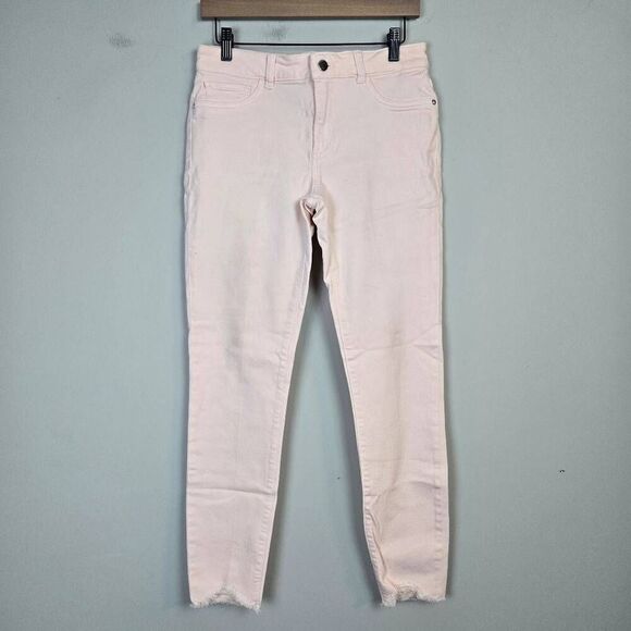 DL1961 Womens Florence Instasculpt Skinny Jeans Size 30 Pink Raw Hem Mid Rise - Picture 1 of 9
